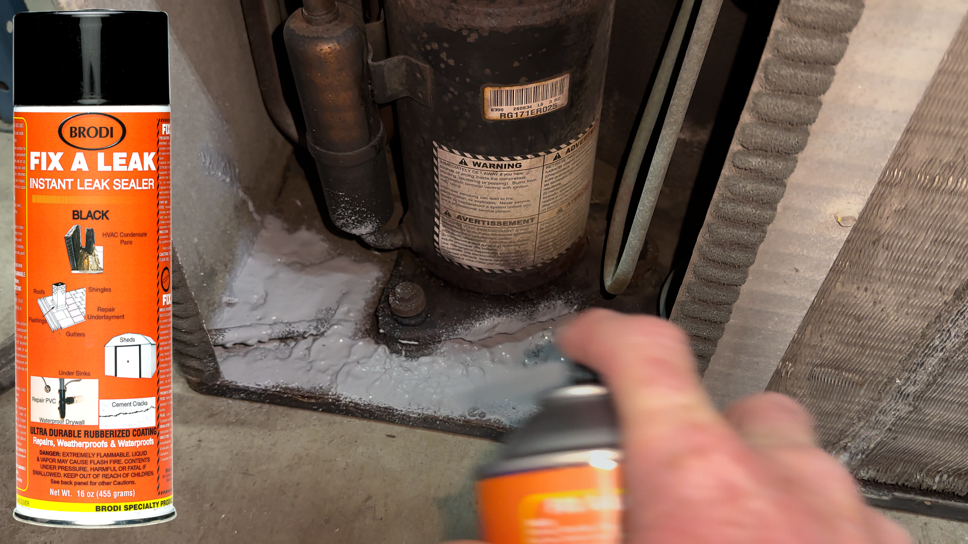 Fix leaks spray on rubber coating waterproofing condensate pans